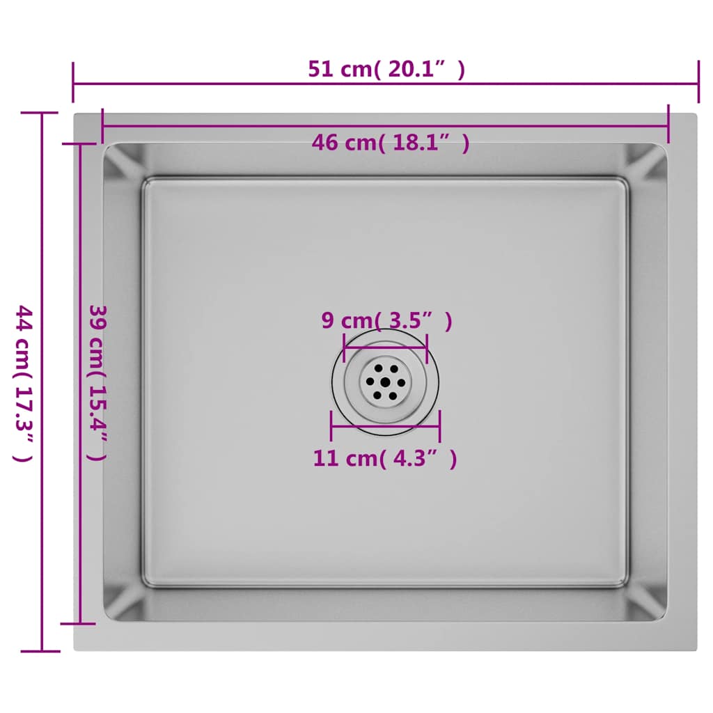 Νεροχύτης Κουζίνας Χειροποίητος από Ανοξείδωτο Ατσάλι - Pakobazaar