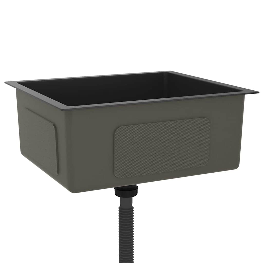 Νεροχύτης Κουζίνας Χειροποίητος Μαύρος από Ανοξείδωτο Ατσάλι - Pakobazaar