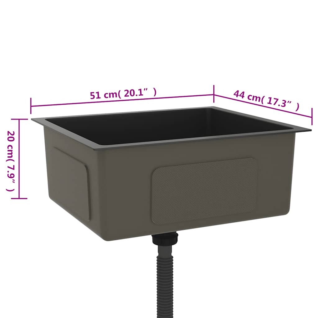 Νεροχύτης Κουζίνας Χειροποίητος Μαύρος από Ανοξείδωτο Ατσάλι - Pakobazaar