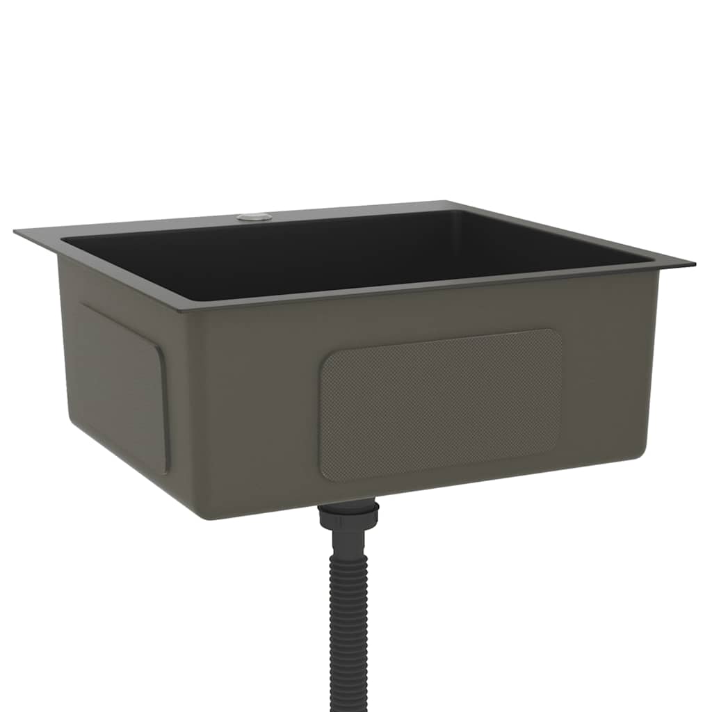 Νεροχύτης Κουζίνας Χειροποίητος Μαύρος από Ανοξείδωτο Ατσάλι - Pakobazaar