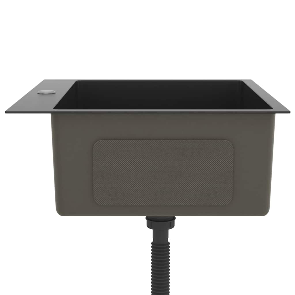 Νεροχύτης Κουζίνας Χειροποίητος Μαύρος από Ανοξείδωτο Ατσάλι - Pakobazaar