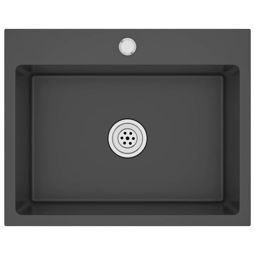 Νεροχύτης Κουζίνας Χειροποίητος Μαύρος από Ανοξείδωτο Ατσάλι - Pakobazaar