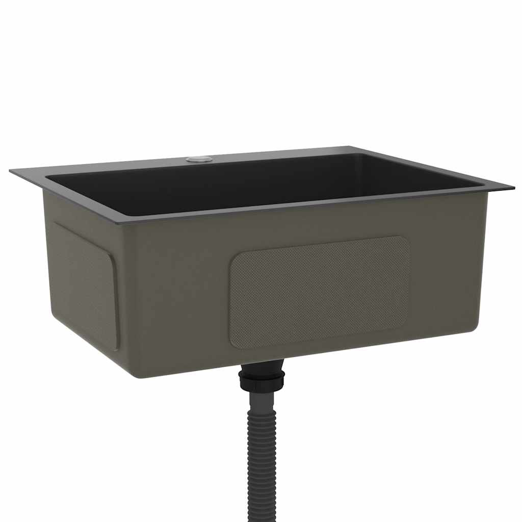 Νεροχύτης Κουζίνας Χειροποίητος Μαύρος από Ανοξείδωτο Ατσάλι - Pakobazaar