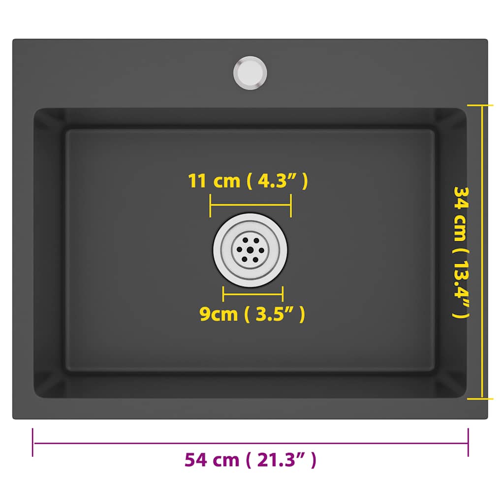 Νεροχύτης Κουζίνας Χειροποίητος Μαύρος από Ανοξείδωτο Ατσάλι - Pakobazaar
