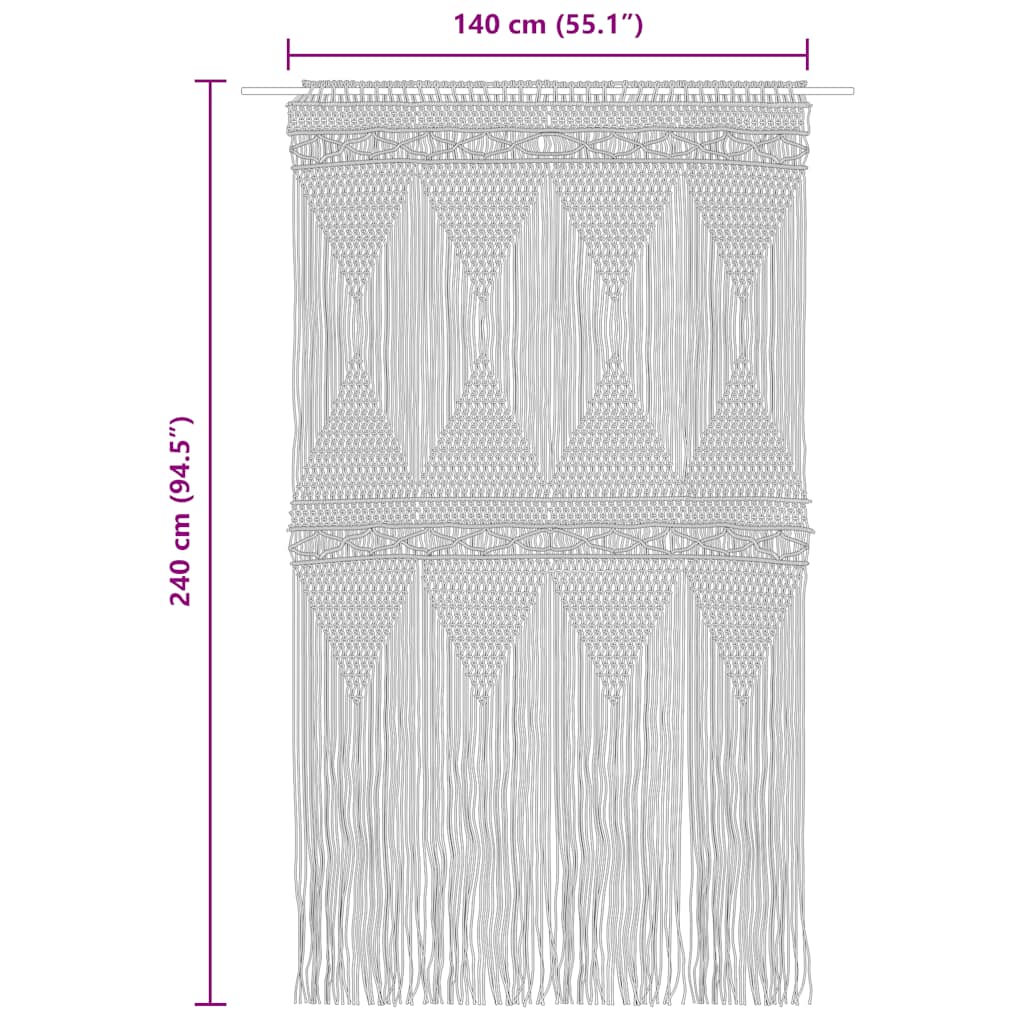 Κουρτίνα Μακραμέ Μπλε 140 x 240 εκ. Βαμβακερή