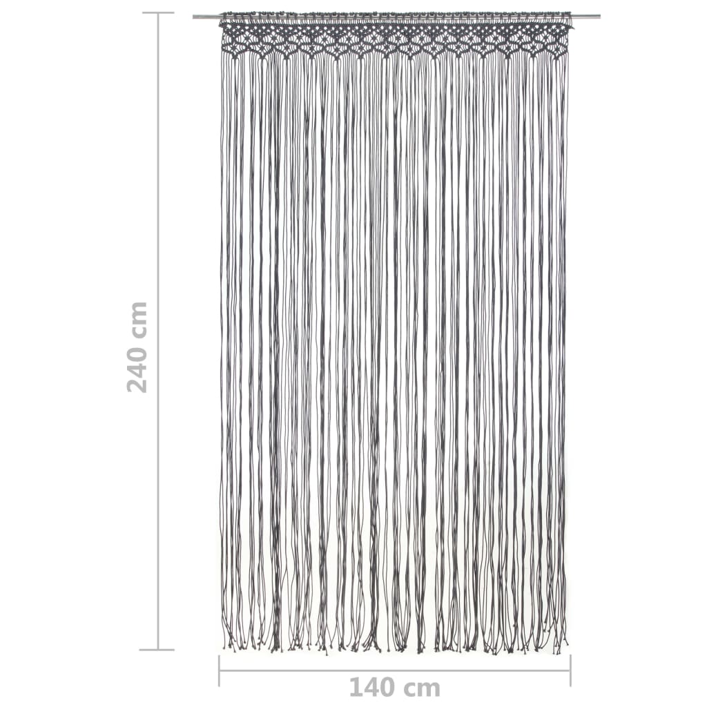 Κουρτίνα Μακραμέ Ανθρακί 140 x 240 εκ. Βαμβακερή