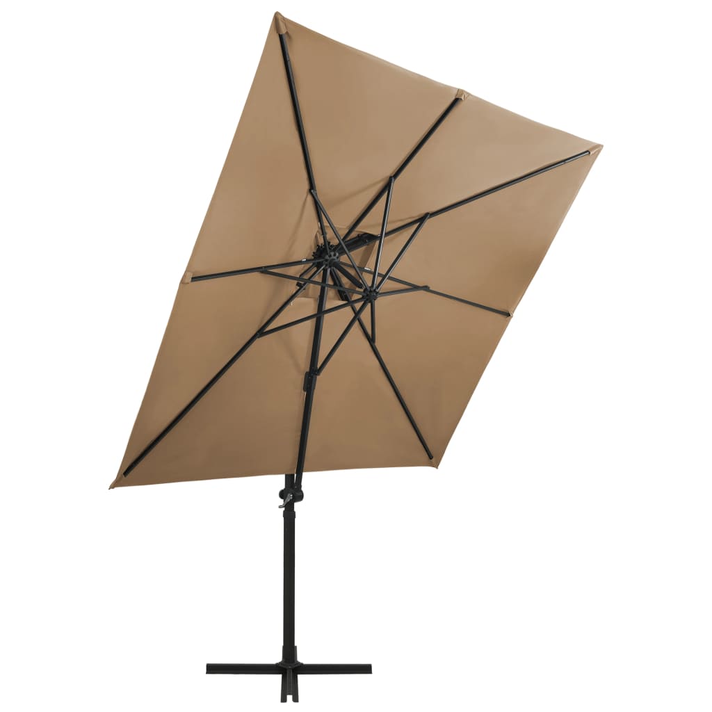 Ομπρέλα Κρεμαστή Κήπου με Διπλή Οροφή Taupe 250 x 250 εκ.