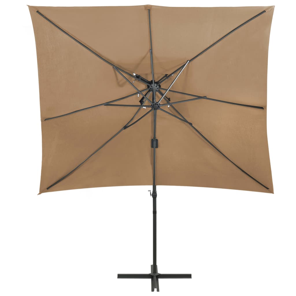 Ομπρέλα Κρεμαστή Κήπου με Διπλή Οροφή Taupe 250 x 250 εκ.