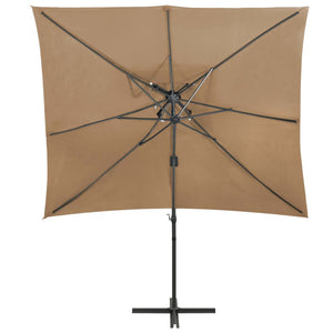 Ομπρέλα Κρεμαστή Κήπου με Διπλή Οροφή Taupe 250 x 250 εκ.