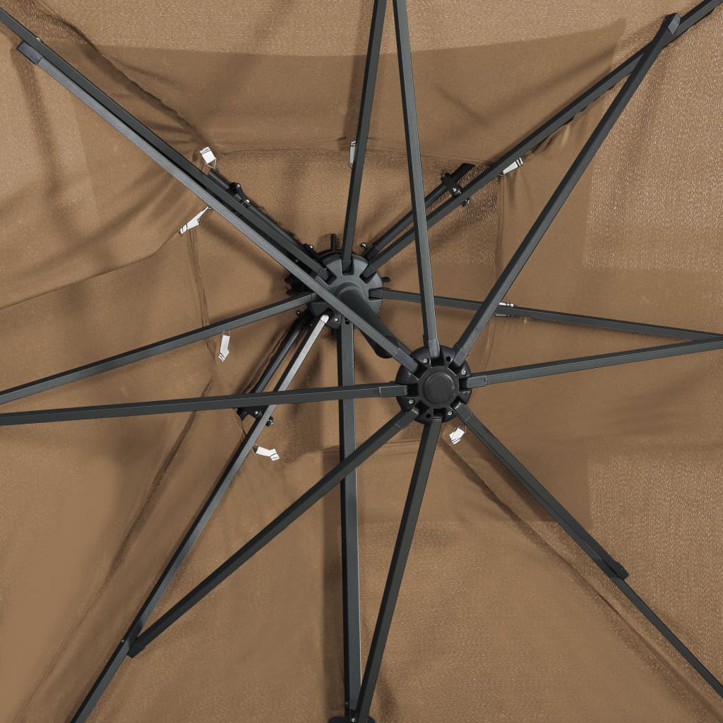 Ομπρέλα Κρεμαστή Κήπου με Διπλή Οροφή Taupe 250 x 250 εκ.