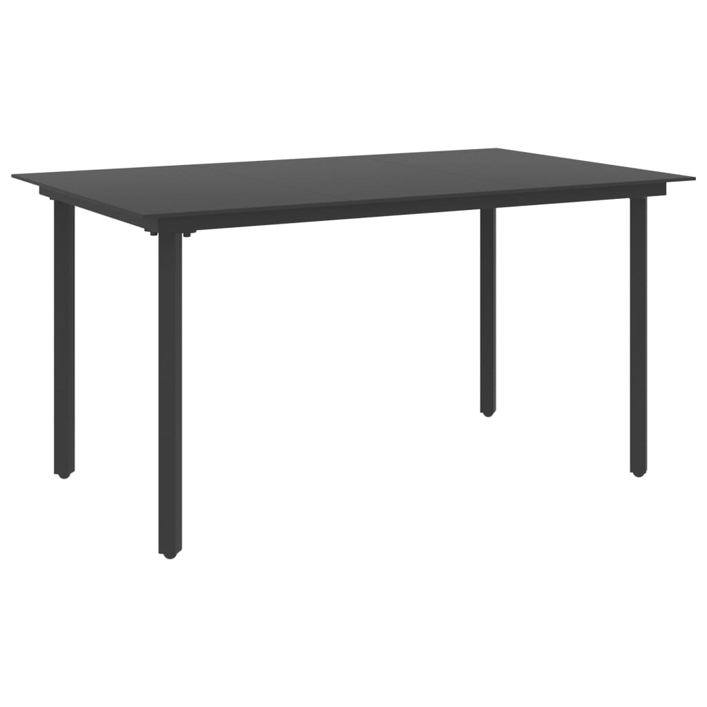 Τραπεζαρία Κήπου Μαύρη 150 x 80 x 74 εκ. από Ατσάλι / Γυαλί