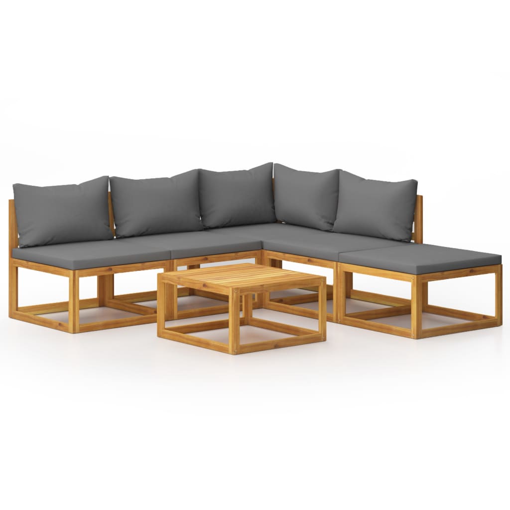 Σαλόνι Κήπου 6 Τεμαχίων από Μασίφ Ξύλο Ακακίας με Μαξιλάρια - PAKOBAZAAR