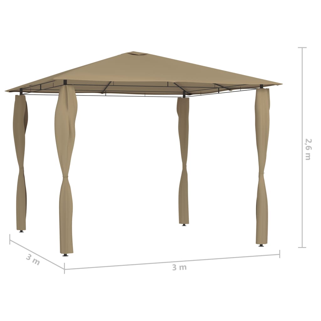 Κιόσκι με Καλύμματα Στύλων Taupe 3 x 3 x 2,6 μ. 160 γρ./μ²