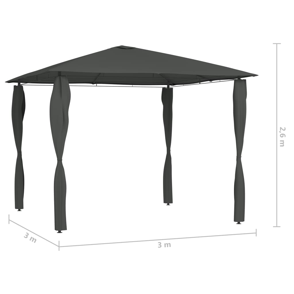 Κιόσκι με Καλύμματα Στύλων Ανθρακί 3 x 3 x 2,6 μ. 160 γρ./μ²