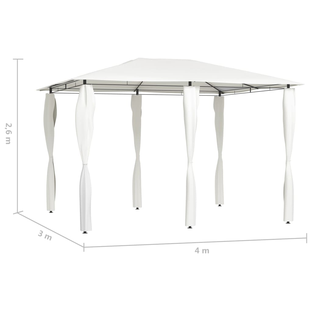 Κιόσκι με Καλύμματα Στύλων Κρεμ 3 x 4 x 2,6 μ. 160 γρ./μ²