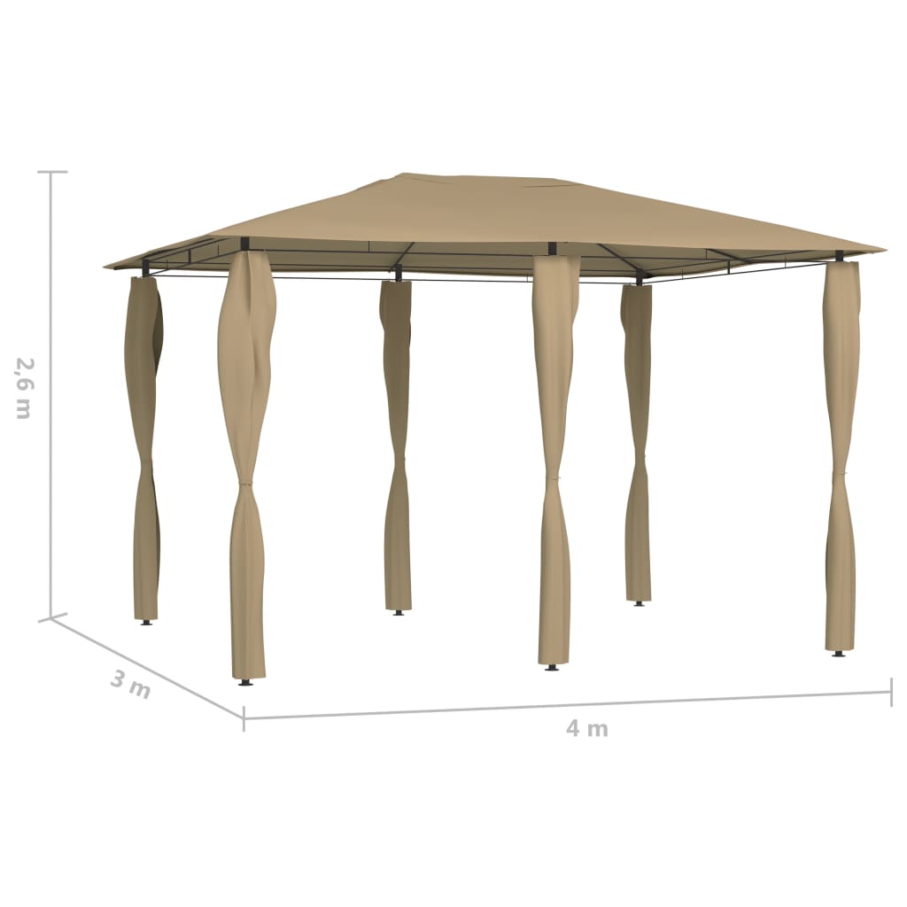 Κιόσκι με Καλύμματα Στύλων Taupe 3 x 4 x 2,6 μ. 160 γρ./μ²