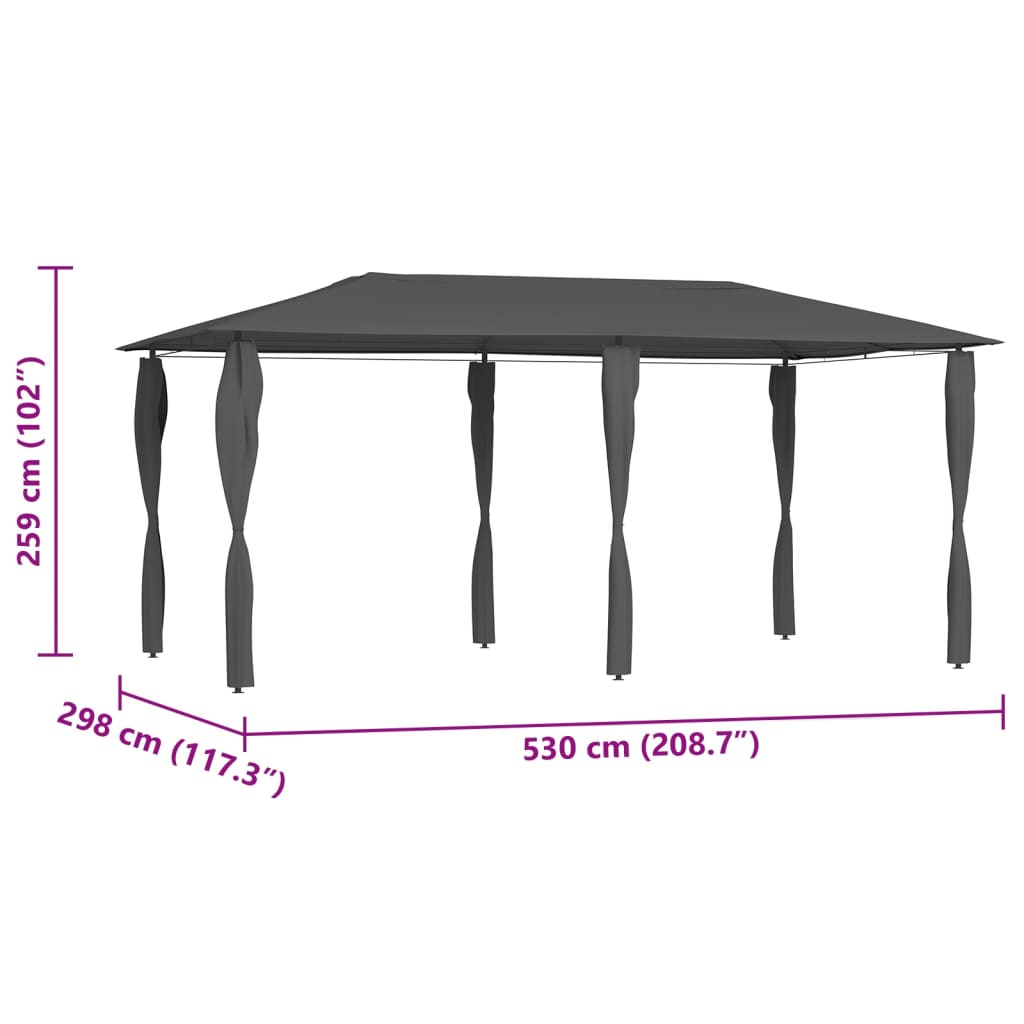 Κιόσκι με Καλύμματα Στύλων Ανθρακί 2,98x5,3x2,59 μ. 160 γρ./μ²