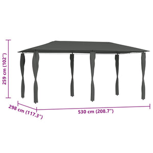Κιόσκι με Καλύμματα Στύλων Ανθρακί 2,98x5,3x2,59 μ. 160 γρ./μ²