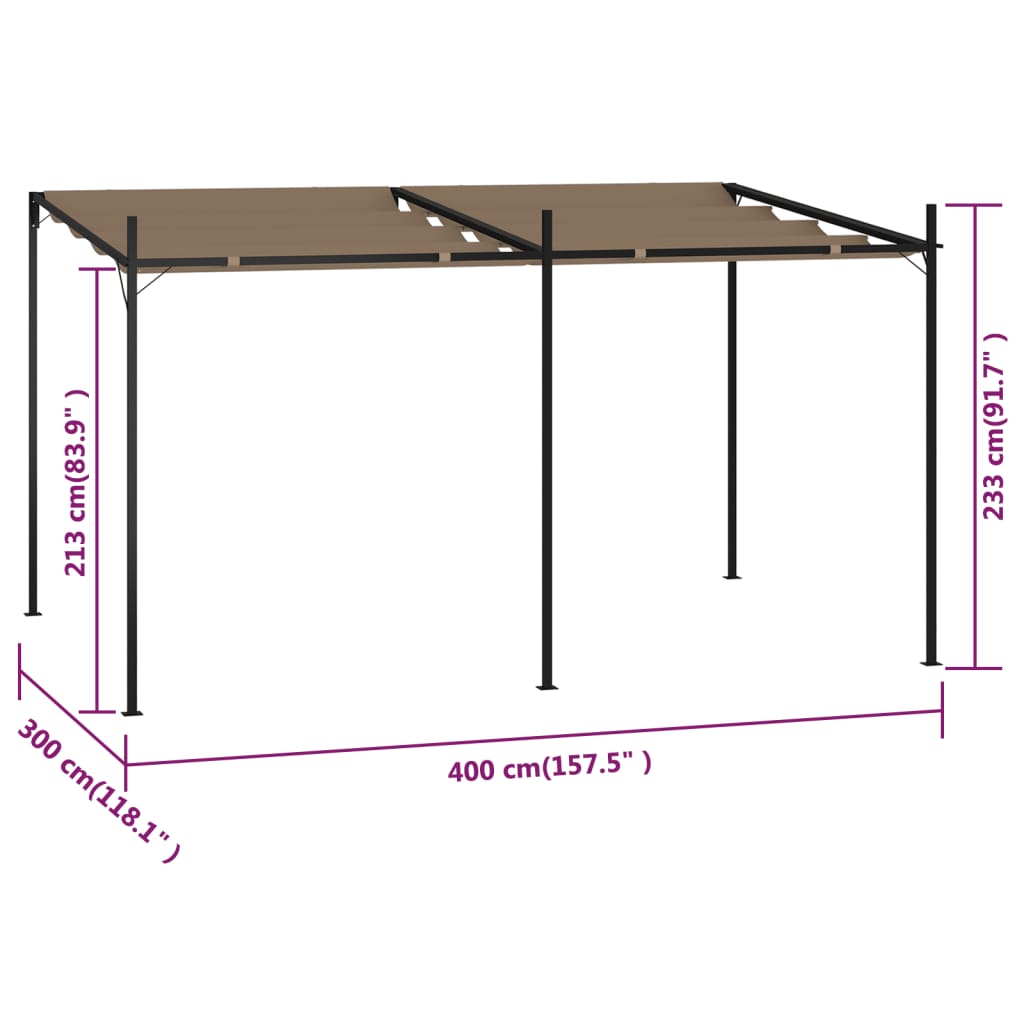 Κιόσκι με Πτυσσόμενη Οροφή Taupe 400 x 300 x 233 εκ.