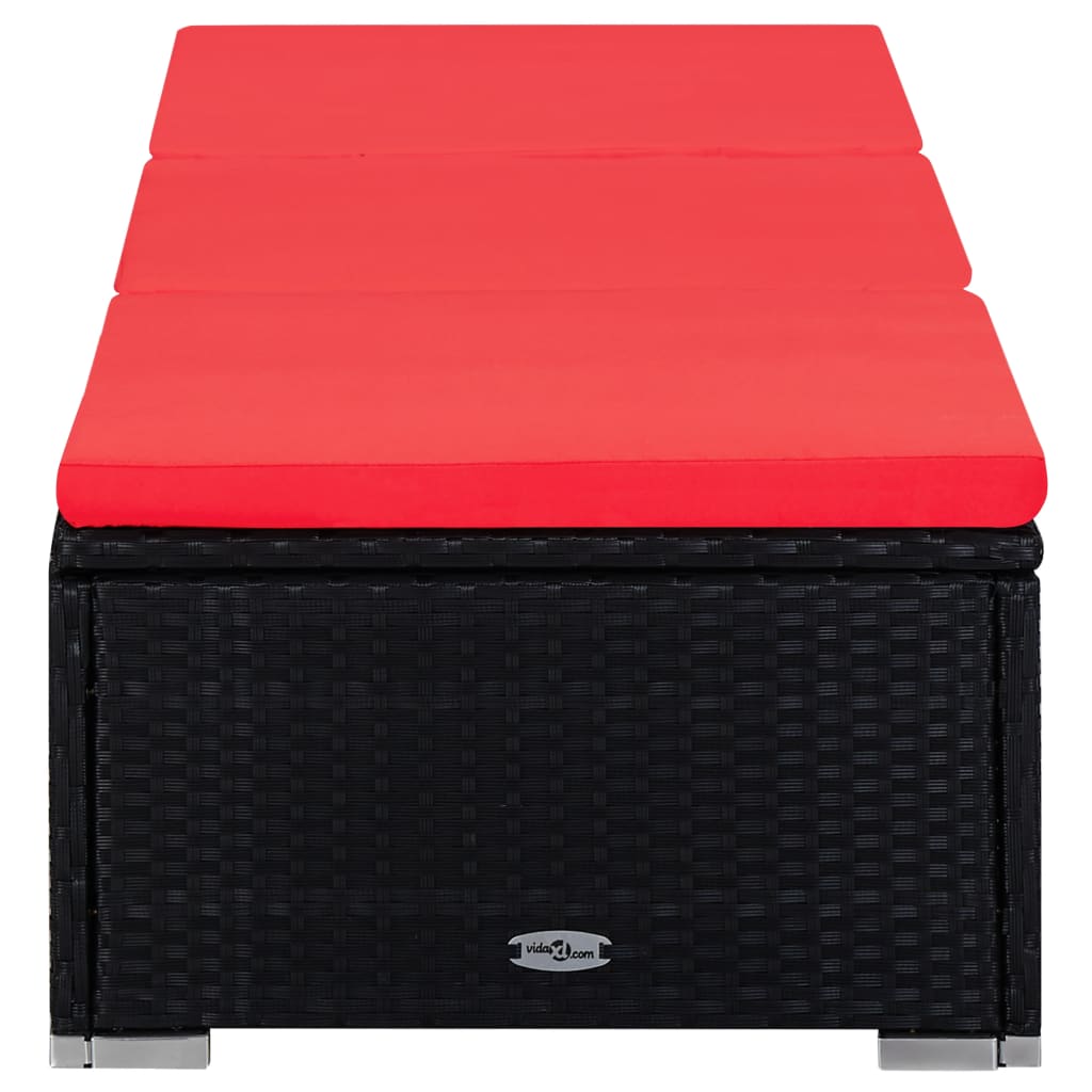 Σετ Ξαπλώστρες με Τραπέζι 3 τεμ. Μαύρο από Συνθετικό Ρατάν - PAKOBAZAAR