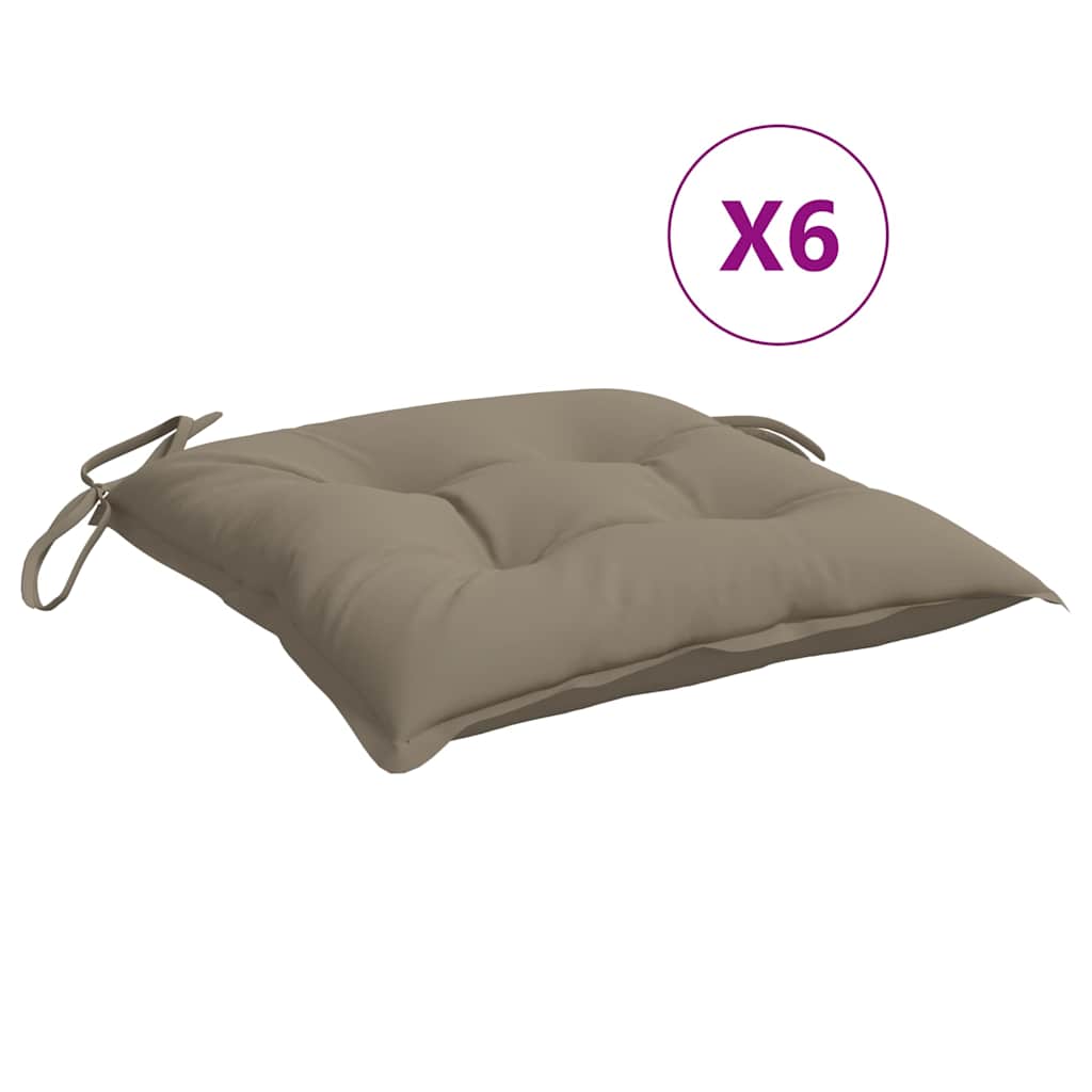 Μαξιλάρια Καρέκλας Κήπου 6 τεμ. Taupe 40x40x7 εκ. Υφασμάτινα