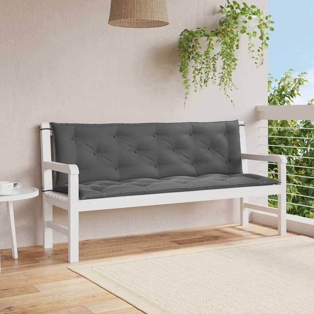 Μαξιλάρι Πάγκου Κήπου Ανθρακί 150x(50+50)x7 εκ. Ύφασμα Oxford