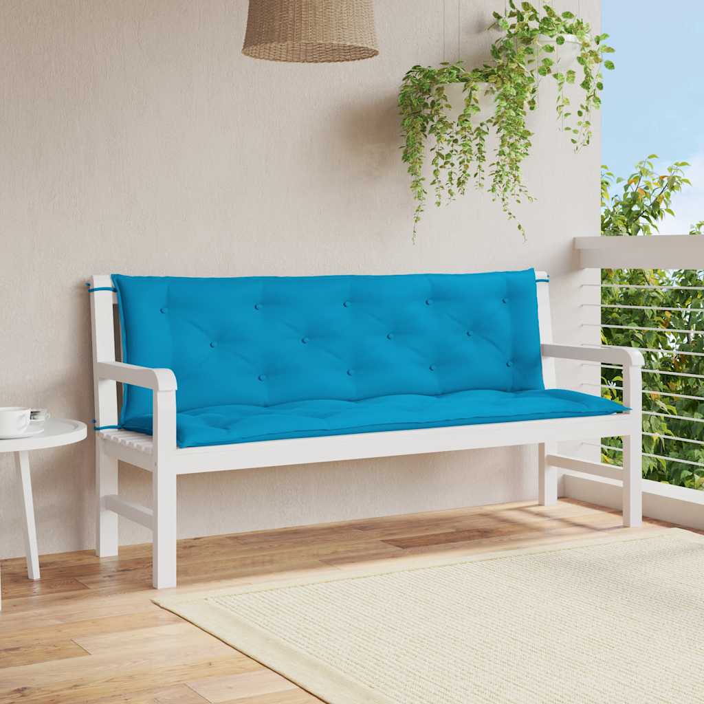Μαξιλάρι Πάγκου Κήπου Γαλάζιο 150x(50+50)x7 εκ. Ύφασμα Oxford