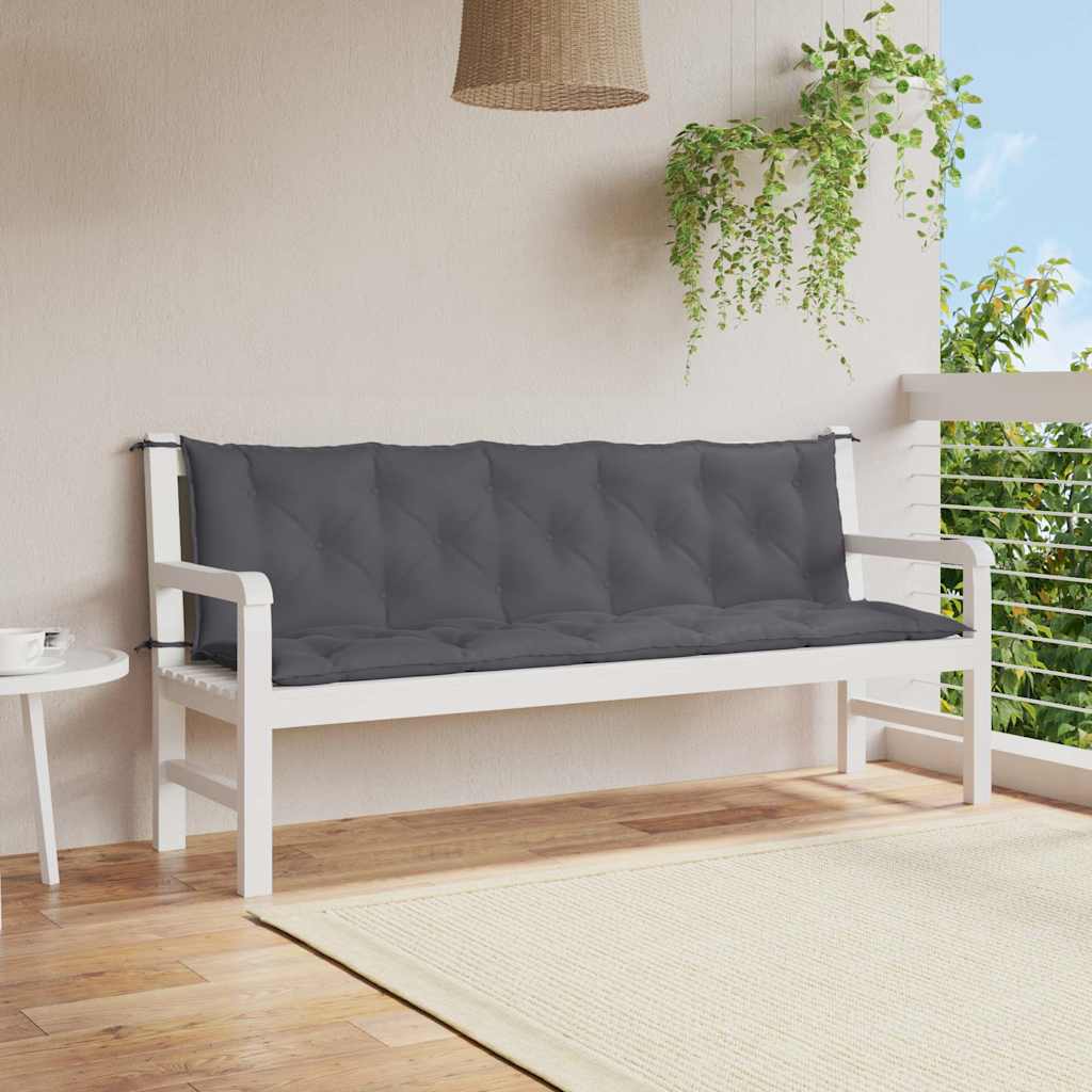 Μαξιλάρι Πάγκου Κήπου Ανθρακί 180x(50+50)x7 εκ. Ύφασμα Oxford