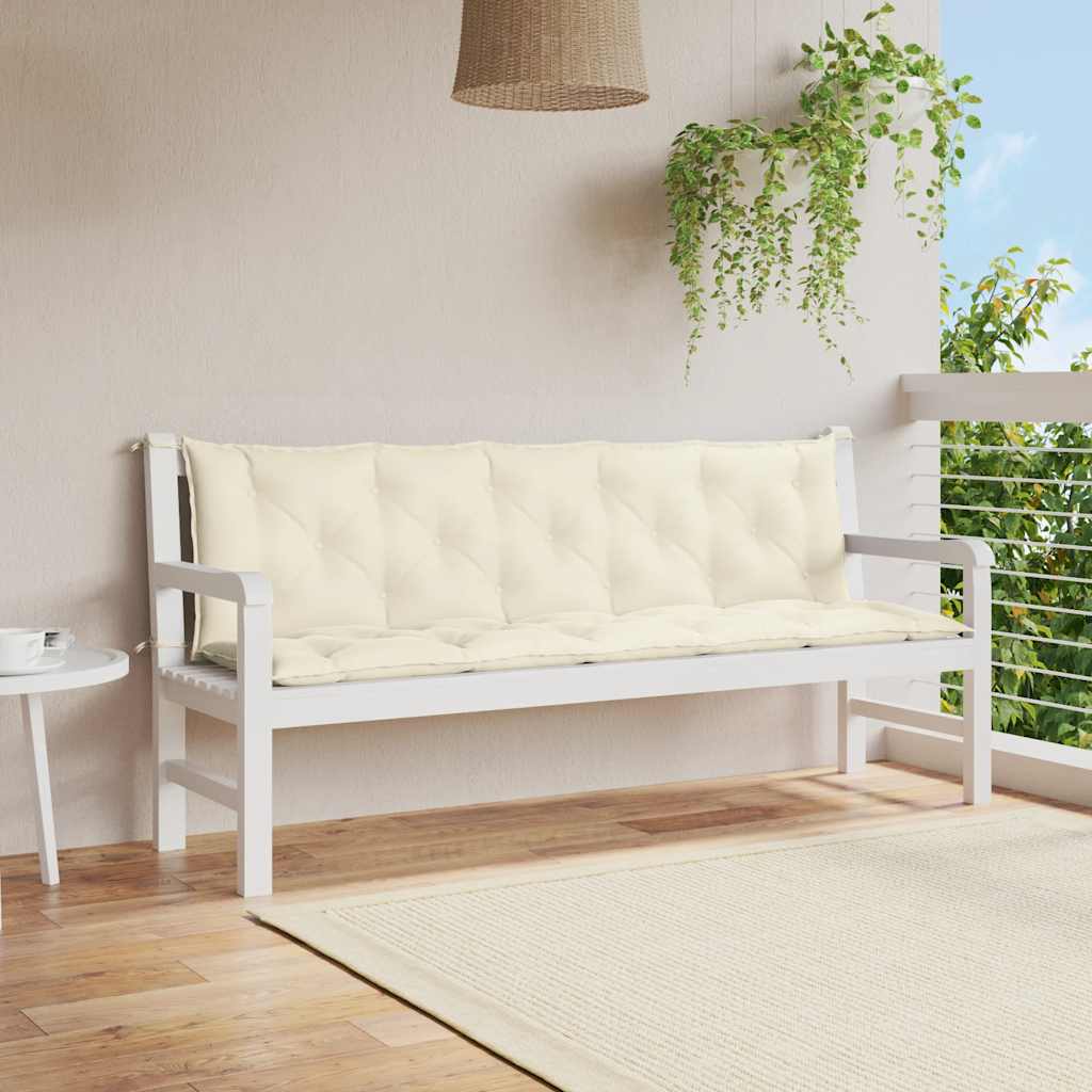 Μαξιλάρι Πάγκου Κήπου Κρεμ Λευκό 180x(50+50)x7εκ. Ύφασμα Oxford