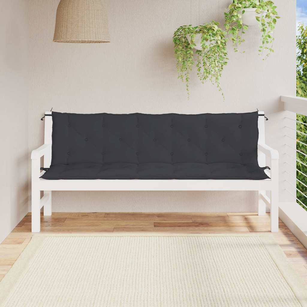 Μαξιλάρι Πάγκου Κήπου Μαύρο 180x(50+50)x7 εκ. Ύφασμα Oxford