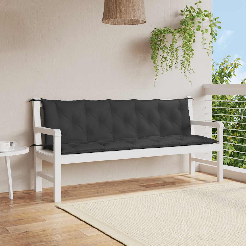 Μαξιλάρι Πάγκου Κήπου Μαύρο 180x(50+50)x7 εκ. Ύφασμα Oxford