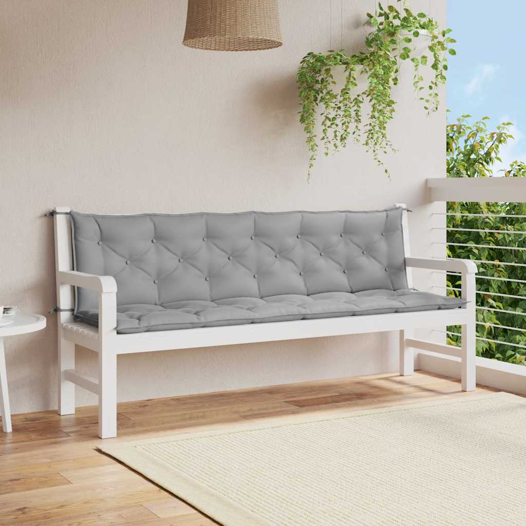 Μαξιλάρι Πάγκου Κήπου Γκρι 200x(50+50)x7 εκ. Ύφασμα Oxford