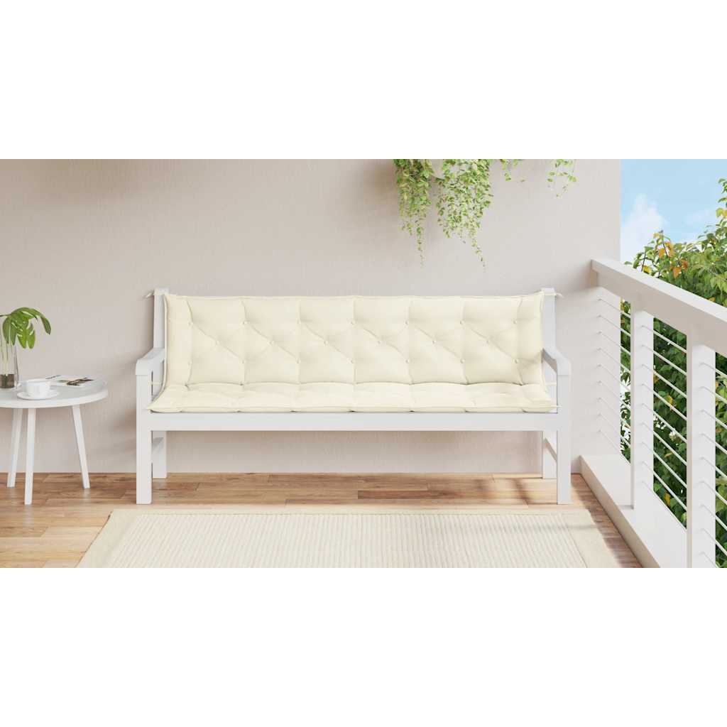 Μαξιλάρι Πάγκου Κήπου Λευκό 200x(50+50)x7 εκ. Ύφασμα Oxford