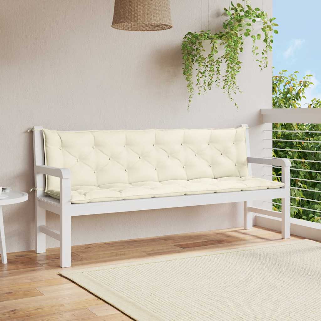 Μαξιλάρι Πάγκου Κήπου Λευκό 200x(50+50)x7 εκ. Ύφασμα Oxford