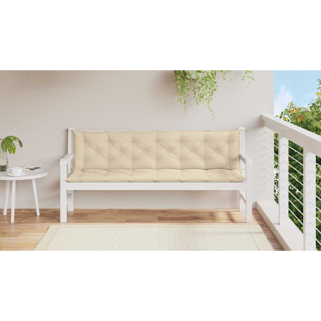 Μαξιλάρι Πάγκου Κήπου Μπεζ 200x(50+50)x7 εκ. Ύφασμα Oxford