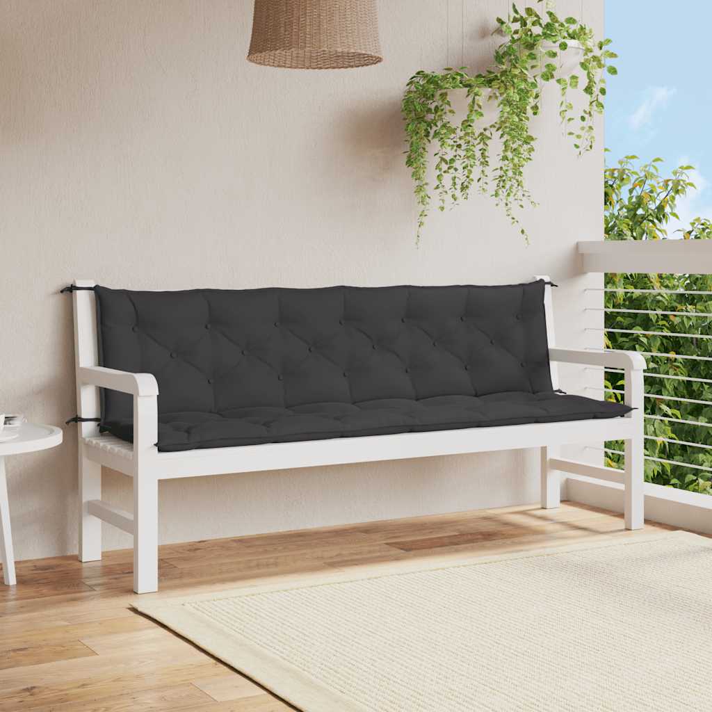 Μαξιλάρι Πάγκου Κήπου Μαύρο 200x(50+50)x7 εκ. Ύφασμα Oxford