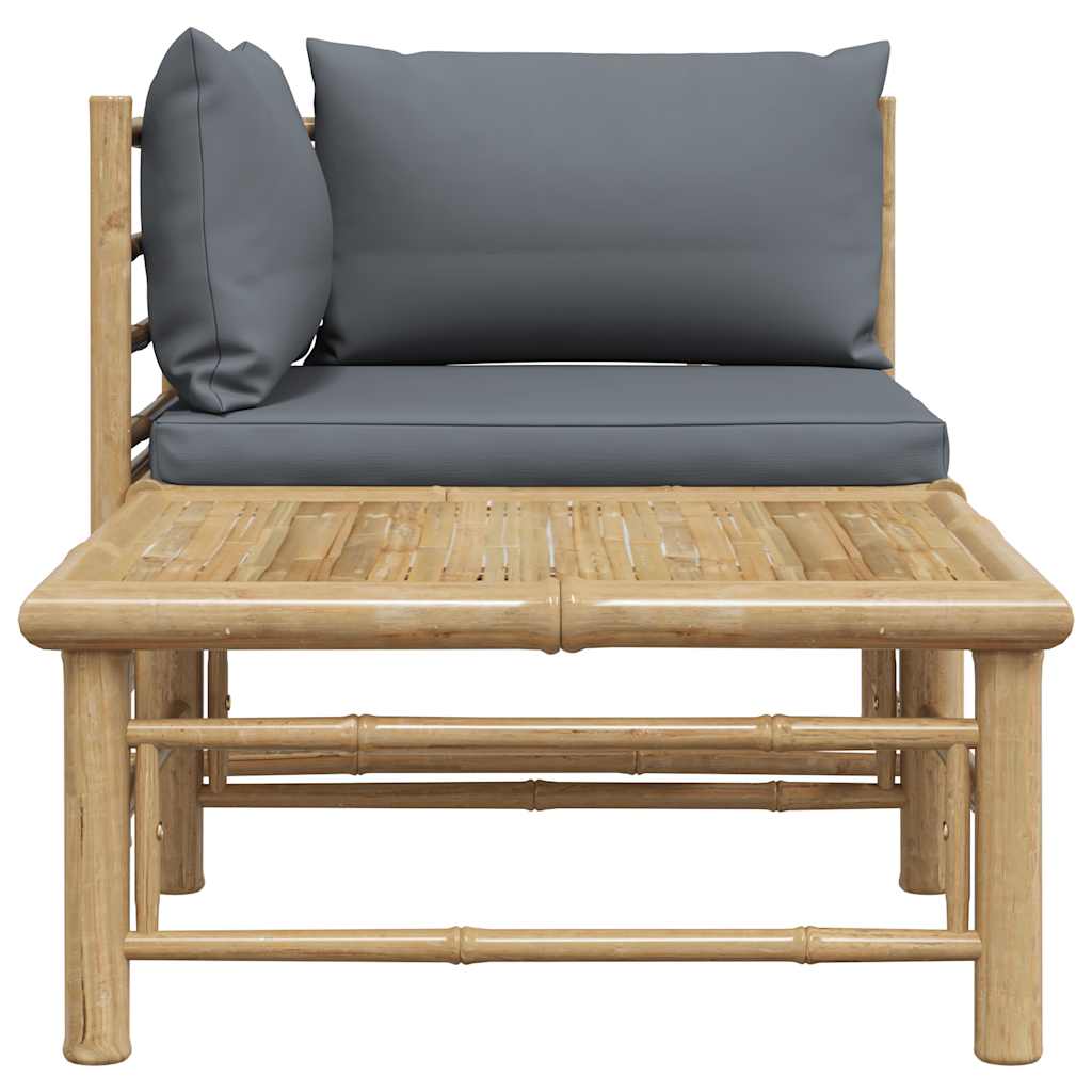 Σαλόνι Κήπου 2 Τεμαχίων από Μπαμπού με Σκούρα Γκρι Μαξιλάρια