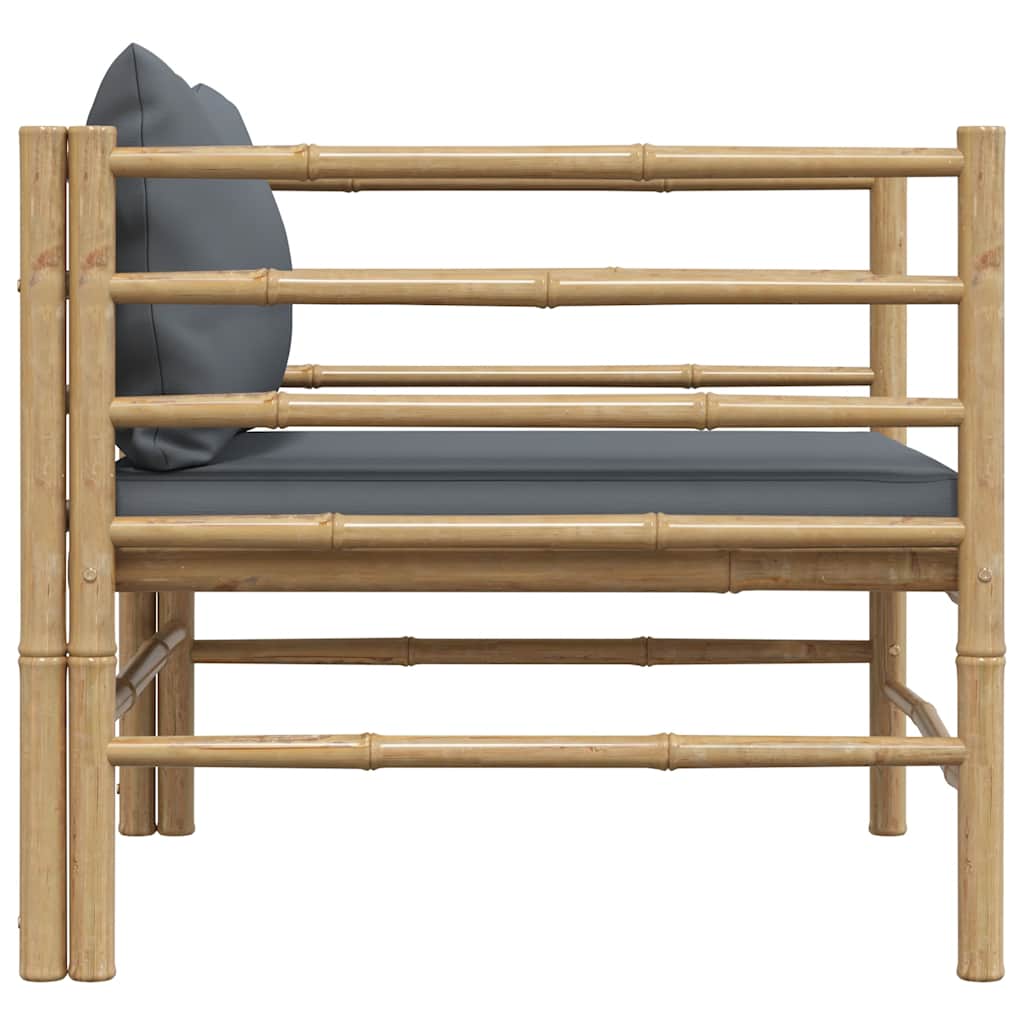 Καναπές Κήπου από Μπαμπού με Σκούρα Γκρι Μαξιλάρια