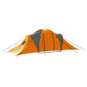 Σκηνή Camping 9 Ατόμων Γκρι / Πορτοκαλί Υφασμάτινη - Pakobazaar