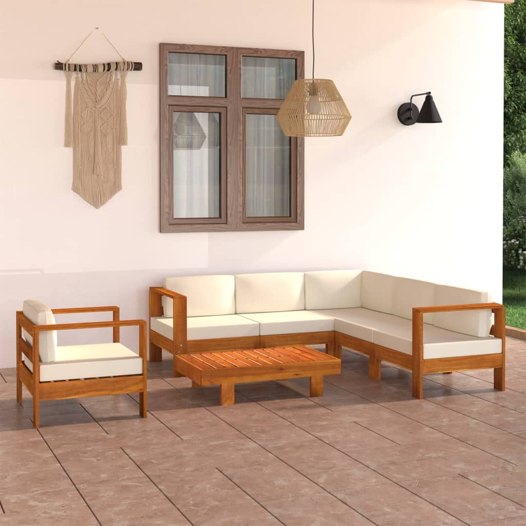 Σετ Σαλόνι Κήπου 7 Τεμαχίων με Μαξιλάρια 100x60 εκ. από Ξύλο Ακακίας - PAKOBAZAAR