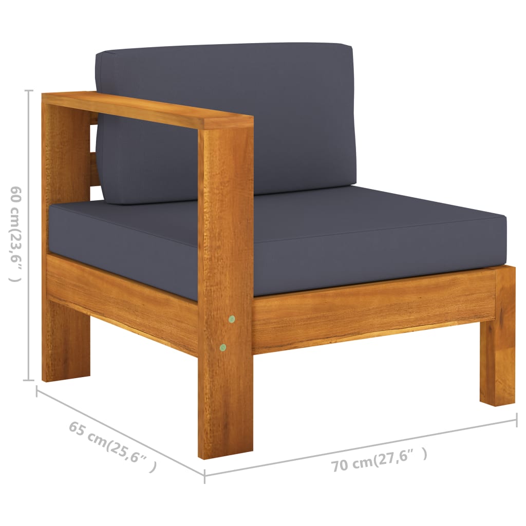 Καναπές Κήπου Τετραθέσιος Μασίφ Ξύλο Ακακίας Σκ. Γκρι Μαξιλάρια - PAKOBAZAAR