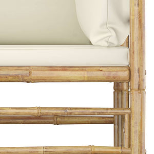 Σαλόνι Κήπου Σετ 6 τεμ. από Μπαμπού με Λευκά Κρεμ Μαξιλάρια - Pakobazaar