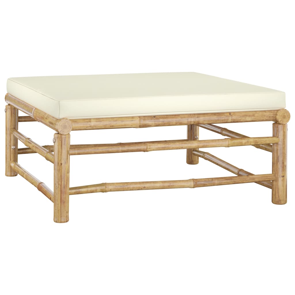 Σαλόνι Κήπου Σετ 10 τεμ. από Μπαμπού με Λευκά Κρεμ Μαξιλάρια - PAKOBAZAAR