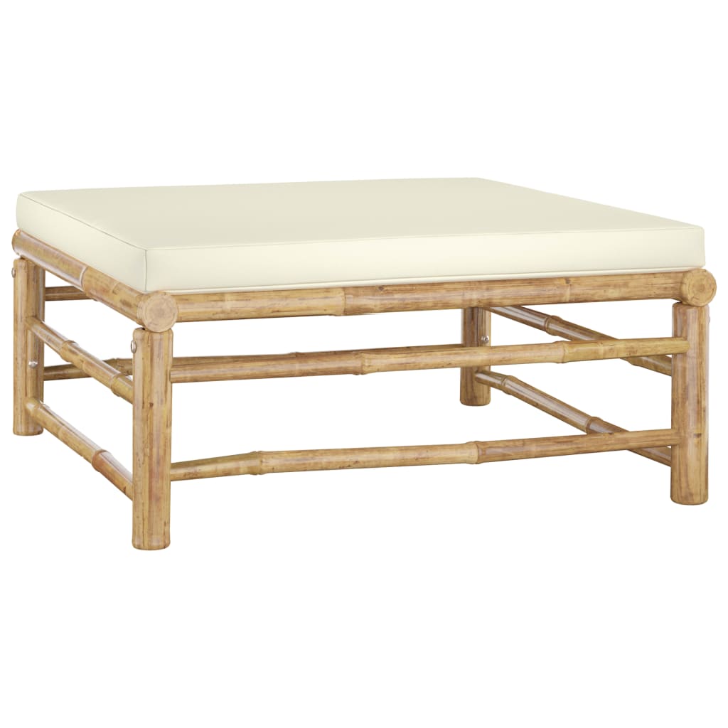 Σαλόνι Κήπου Σετ 8 τεμ. από Μπαμπού με Λευκά Κρεμ Μαξιλάρια - PAKOBAZAAR