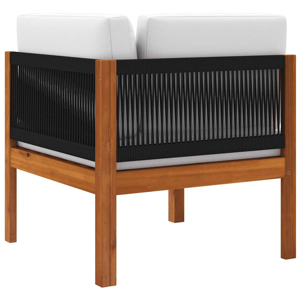 Γωνιακός Καναπές Κήπου με Μαξιλάρια από Ξύλο Ακακίας και Σχοινί