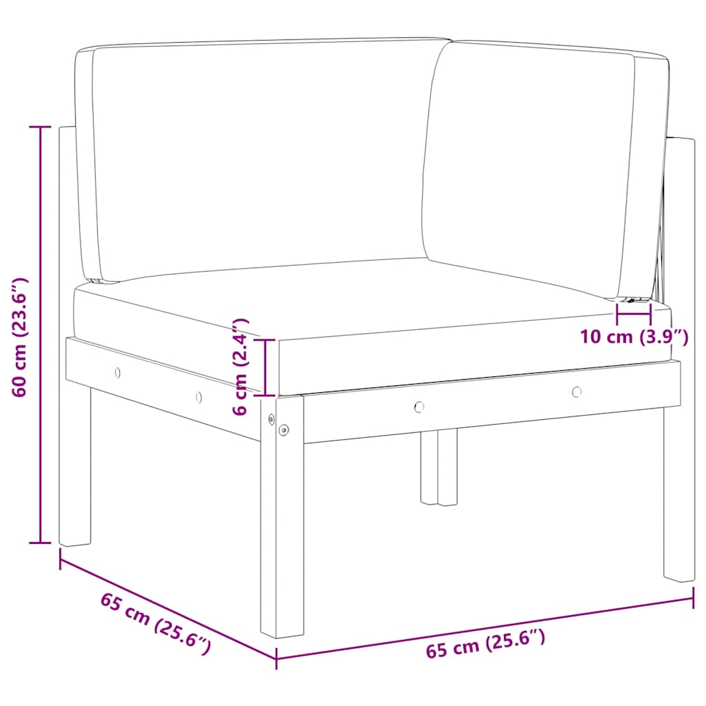 Γωνιακός Καναπές Κήπου με Μαξιλάρια από Ξύλο Ακακίας και Σχοινί