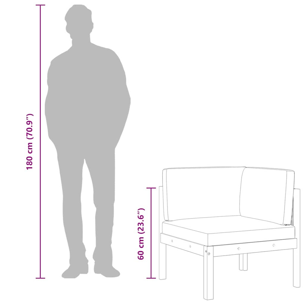 Γωνιακός Καναπές Κήπου με Μαξιλάρια από Ξύλο Ακακίας και Σχοινί