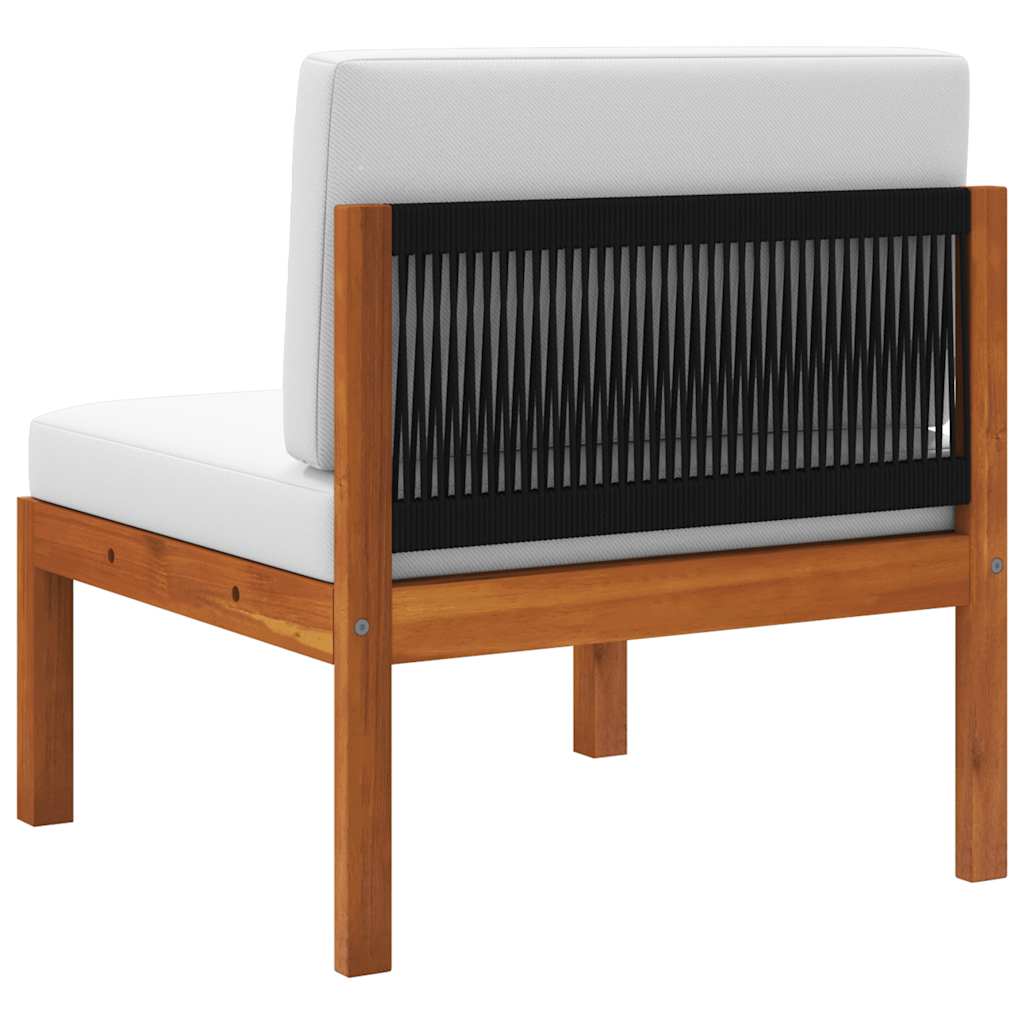 Καναπές Κήπου Μεσαίος με Μαξιλάρια από Ξύλο Ακακίας & Σχοινί