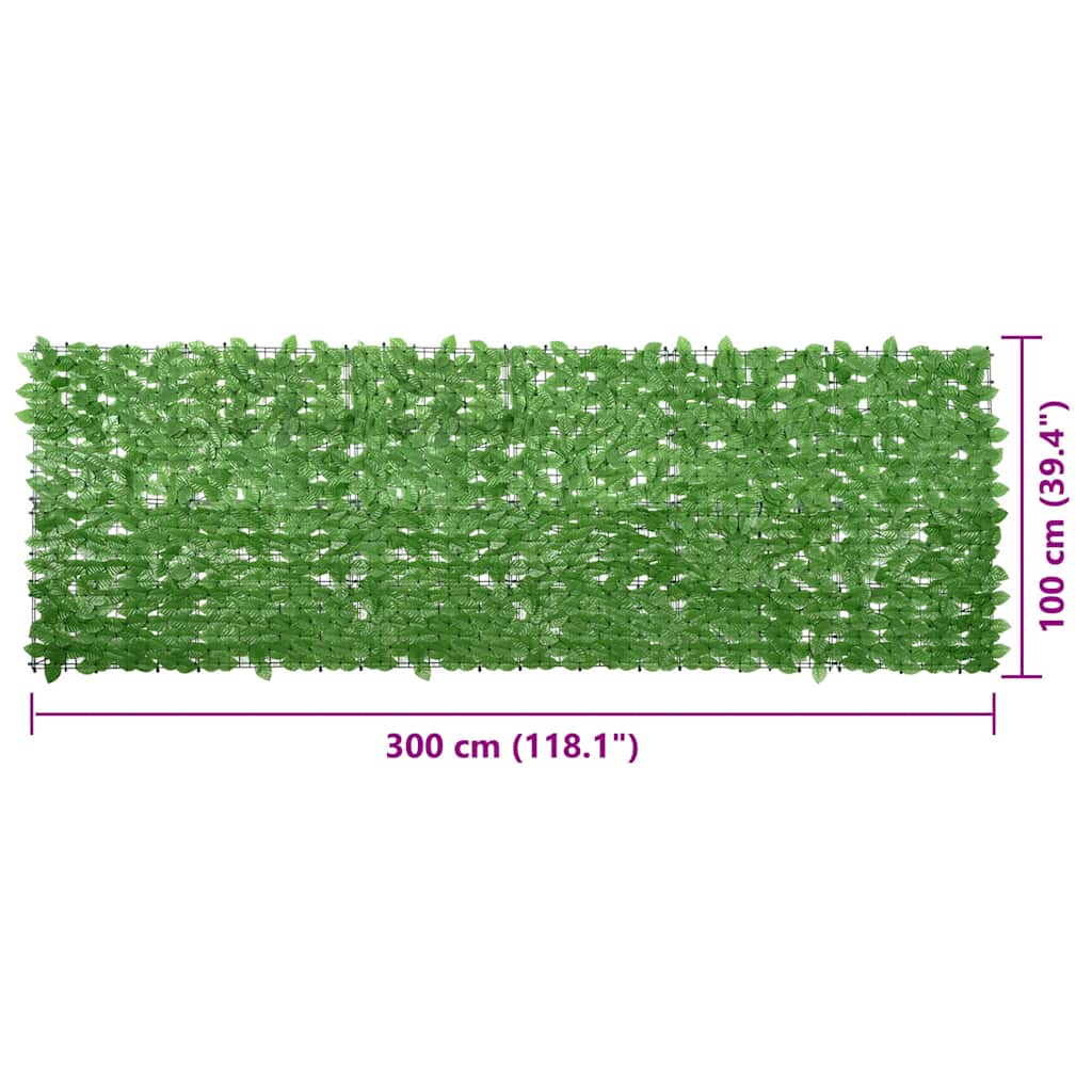 Διαχωριστικό Βεράντας με Πράσινα Φύλλα 300 x 100 εκ.