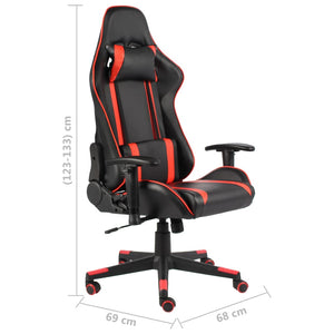 Καρέκλα Gaming Περιστρεφόμενη Κόκκινη από PVC - PAKOBAZAAR